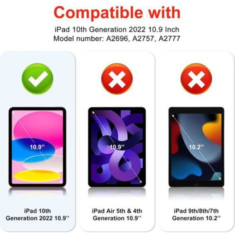 Coque Ipad - Protection Antichoc Avec Support Papillon Et Porte-Crayon - Compatible Ipad 10Ème Génération A2696/A2757/A2777 Et Ipad 11Ème Génération A3354/A3355/A3356 - 1 Pièce (1/5)