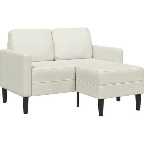 2-Sitzer-Sofa mit Chaiselongue L-Form Creme 125 cm Samt