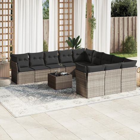 vidaXL Set Divano Giardino 12 pz con Cuscini Grigio Chiaro Polyrattan (1/3)
