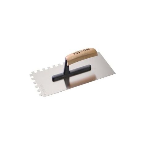 Truelle de lissage L.280mm B.130mm Dent 10x10 inox manche H VA S.0,7mm TECWERK (1/2)