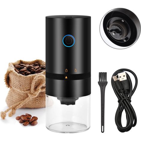 Elektrische Mini-Kaffeemühle, einstellbarer Mahlgrad, abnehmbare Kammer (fein und grob)