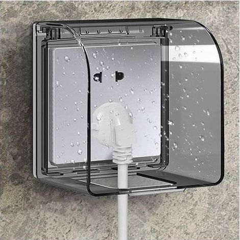 Cache prise étanche IP55 boîtier de protection compatible fiches triangulaires montage simple pour cuisine et salle de bains (1/5)