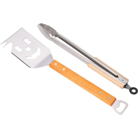 Ensemble de couverts pour barbecue : spatule multifonctionnelle en acier inoxydable avec pince pour la cuisine en plein air (1/5)