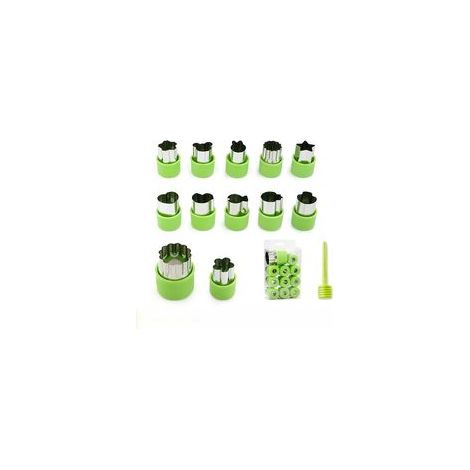 Lot de 12 mini emporte-pièces pour biscuits et légumes, en acier inoxydable, vert (1/5)