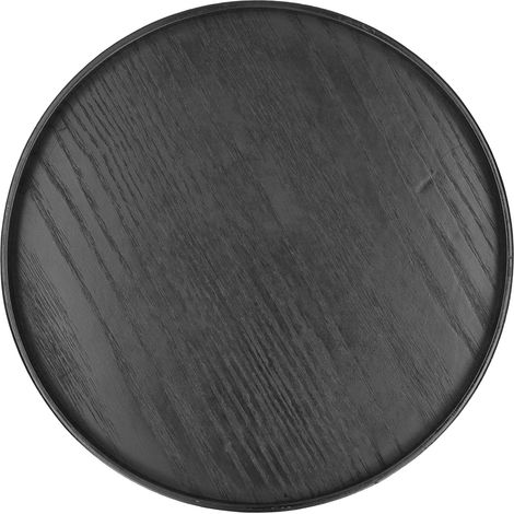 Round Wooden Food Fruit Serving Tray Service Plate for Home Kitchen Hotel Use Black27cm (1/5)