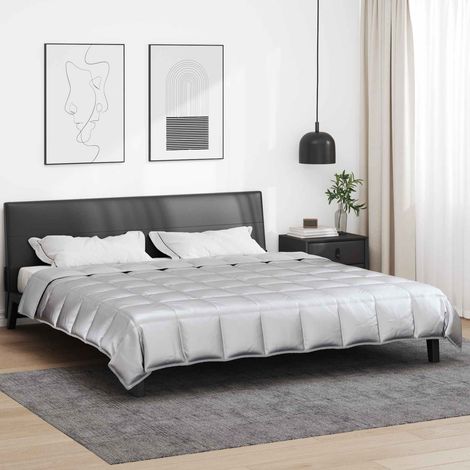 vidaXL Duvet d'été simple Argenté 220 x 260 cm Satin et Microfibre