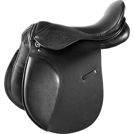 Sella inglese da completo modello Milano con quartieri in cuoio martellato seggio e cuscini in materiale sintetico: 18'', Nero 10