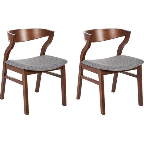 Conjunto de 2 sillas de poliéster madera de caucho gris claro madera oscura Maroa (1/5)
