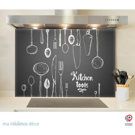 Fond de hotte : Ustensiles sur ardoise - Verre trempé - 60 cm - 45 cm (1/5)