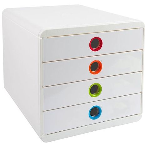Module de classement Exacompta Pop Box 4 tiroirs - blanc/ assortis (1/5)