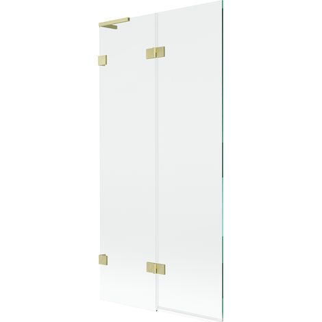 Mexen Lunar L Duschwand 2-teilig links 90 x 150 cm, transparent, gold gebürstet - 897L-090-100-55-00-L (1/5)