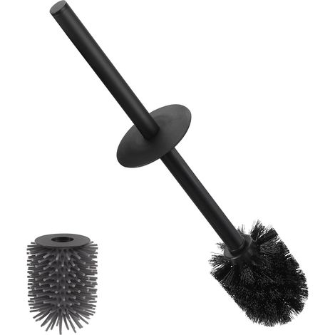 Brosse WC à poils en polypropylène avec assemblage à double poignée - Brosse WC noire durable, facile à assembler et à nettoyer, design moderne de salle de bain (1/5)
