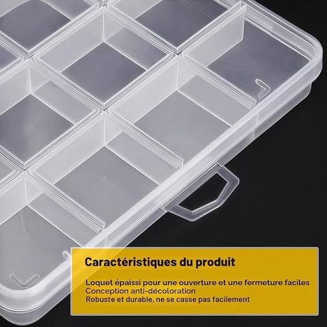 Boite de Rangement Plastique Transparente avec Compartiments Boite Compartiment Plastique Compartiments Petite Boite Rangement pour Perles Bijoux Vis Rangement Tiroir (1/4)