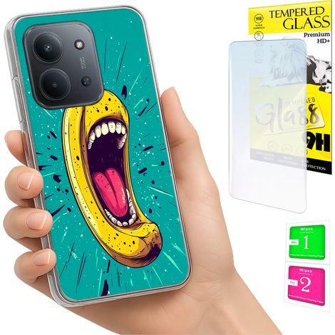 Custodia per Xiaomi Redmi 15C 5G 173mm / Poco C85, retro a banana + vetro 9H (1/5)