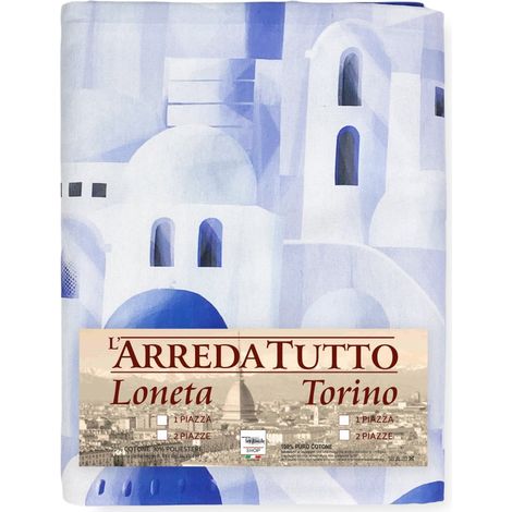 TELO ARREDO copritutto GRAN FOULARD COPRILETTO copridivano SANTORINI blu 1 PIAZZA