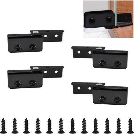 Frameless Glass Door Hinges Adjustable Glass Door Hinges Replacement Kit for Glass Door Less than 5mm (4 Pack) (Black) (1/5)
