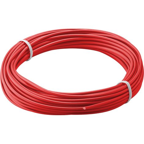 Goobay 55044 Alambre Trenzado de Cobre 1 núcleo Aislado/Cable Trenzado de Cobre/núcleo de Alambre Campana 18 x 0,1mm / Cable Trenzado AWG 26 / Cable Trenzado Rojo 10m