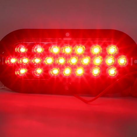 Set mit 2 ovalen, roten Rückleuchten (15 cm Durchmesser) mit 24 LEDs für Lkw und Anhänger, 12 V (1/5)