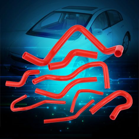9 pièces Tuyaux Radiateur Silicone Rouge pour Civic D15 D16 SOHC EG/EK 1992-2000 (1/5)