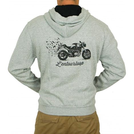 Hoodie für Motorradfahrer Herren L'entourloop Birdy Grau Größe