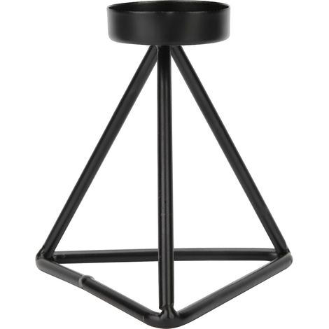 Bougeoir noir innovant à tête unique en fer, décoration de table pour mariage et maison, hauteur réduite (1/5)