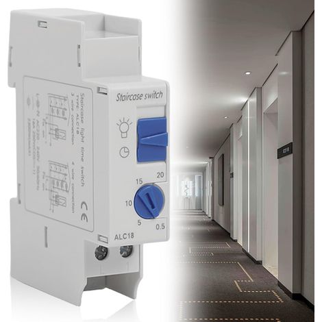Voiture d'escalier 230 V électronique 16 A 230 V interrupteur d'éclairage d'escalier rail DIN installable guide automatique d'escalier installation 3 ou 4 fils 1 module (1/5)