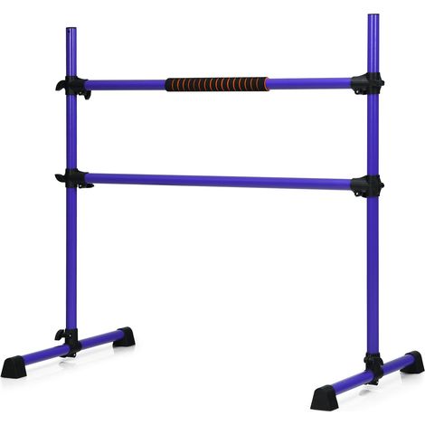 Barra de ballet doble ajustable 20-119 cm con 4 almohadillas antideslizantes diseño moderno hierro morado 200011659