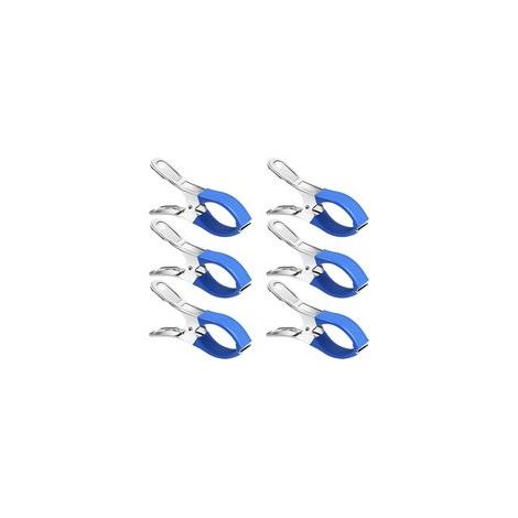 Lot de 6 clips de couverture de piscine en acier inoxydable résistant au vent et aux rayures pour piscines hors sol à bords durs (6 pièces, bleu)