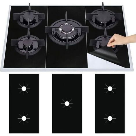 3-Piece Teflon Gas Stove Cover, Reusable Gas Stove Mats, Non-Stick Screen Protector, Quick Clean, (1/4)
