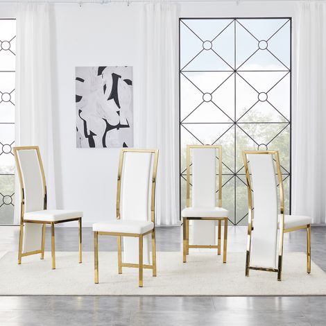 Esszimmerstuhl 4er-Set mit hoher Rückenlehne PU Metall OKMYHOME (1/5)