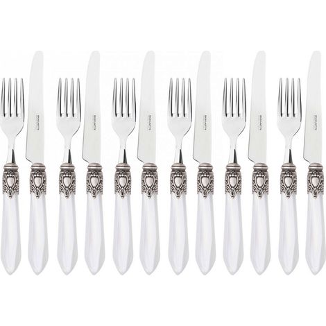OXFORD Ghiera Argento Antico, Posate Set 12 Pz Frutta, Scatola