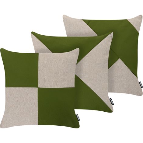 Conjunto de 3 cojines decorativos para exterior de olefina accesorios de jardín verde/beige Aletris (1/5)