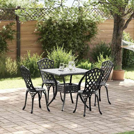 Gartentisch Set 5 pcs Schwarz Gussaluminium (1/5)