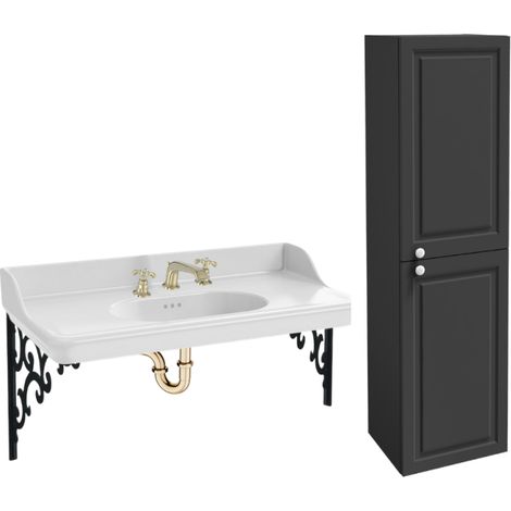 Pack plan vasque suspendu 3 trous JACOB DELAFON Cléo 1889 + colonne droite + mélangeur croisillon chromé + siphon chromé