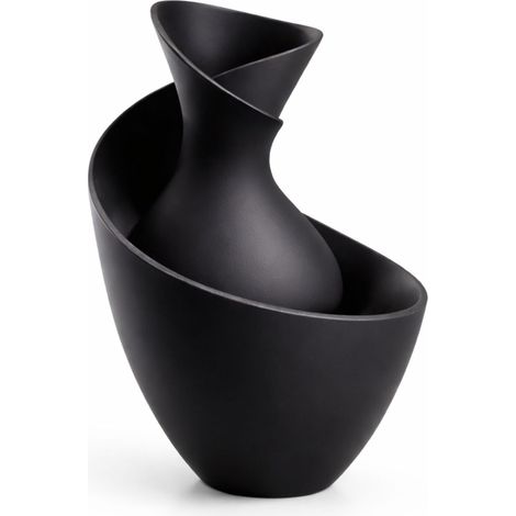 Dekorative, schwarz gedrehte Vase, minimalistische Inneneinrichtung