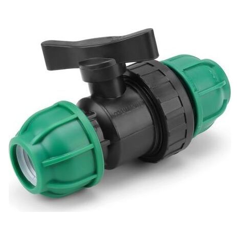 Vannes à Bille de Raccordement de Tuyau PE, 25 mm Raccord de Tuyau Robinet à Boisseau Sphérique à Double Ecrou, Vanne Pour Convient Pour les Piscines et L'irrigation Agricole (1/5)