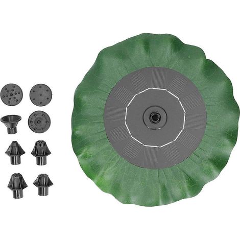 Fontaine flottante en forme de feuille de lotus avec protection contre le manque d'eau, fontaine flottante en ABS avec fonction solaire et 8 buses