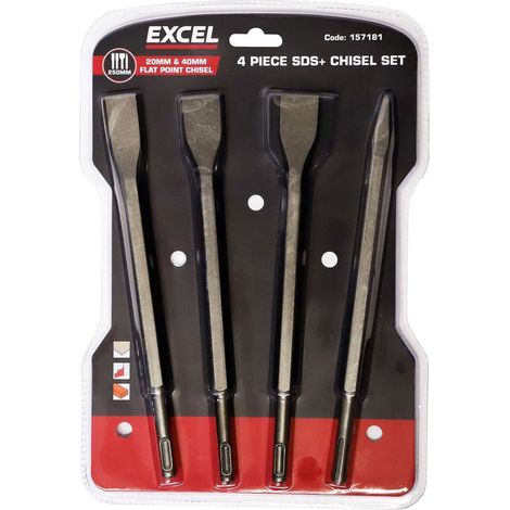 Excel SDS Plus Hammer Drill Chisel Set 4 Piece