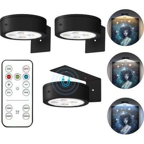 Luci per quadri da parete, striscia LED magnetica per pittura con telecomando, dimmerabile e timer, 3 modalità di illuminazione, nera (1/5)