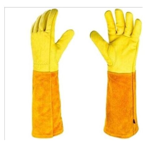 Gants de jardinage résistants aux coupures et aux épines Protection Cuir Gants de Jardinage pour les épines et Ronces et Gants de Travail,jardiner,travaux ménagers(M code) (1/4)