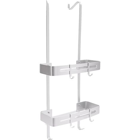 Estantería de baño de dos niveles, diseño moderno, color plata. (1/2)