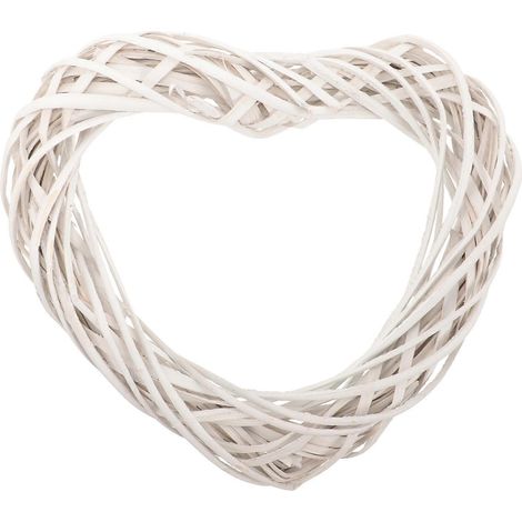 Couronne de Noël en rotin en forme de cœur - Cadre pour couronne de Noël - Artisanat en rotin - Cadre pour la confection de couronnes - Dimensions : 30 x 26 x 5,5 cm (1/3)