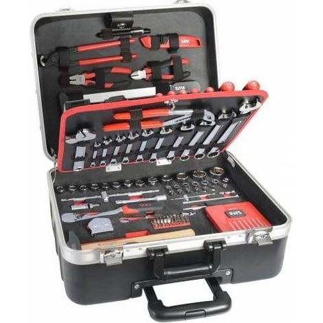 Sam Outillage – Coffret multi-outils 136 pièces – Valise trolley avec verrouillage anti-vol – Dimensions H 420mm x L 480mm x P 215mm – Poids 15,12kg