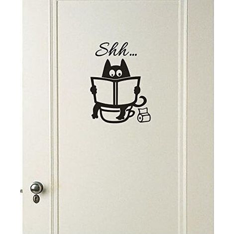 Wall Stickers Bedroom Living Room Kitchen Quotes Toilet Cat Cartoon Deco Removable Wall Tv Wall Sticker (20cm x 14cm)