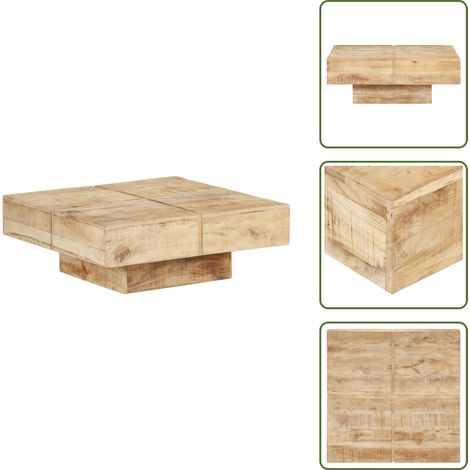 Table basse 80x80x28 cm Bois de manguier massif - Table Basse - Meuble Salon - Table En Bois - Table Design - Mobilier Tendance (1/5)