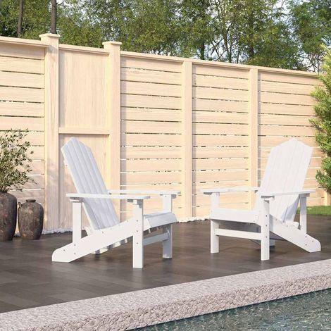 vidaXL Chaises de jardin Adirondack lot de 2 PEHD Blanc (1/5)