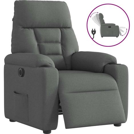 vidaXL Poltrona Elettrica Reclinabile Grigio Scuro in Tessuto (1/5)