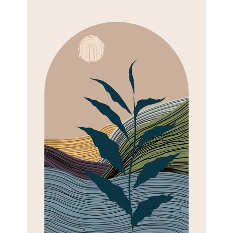 Papier peint panoramique - Feuille Boho - 130 cm x 169 cm (1/2)