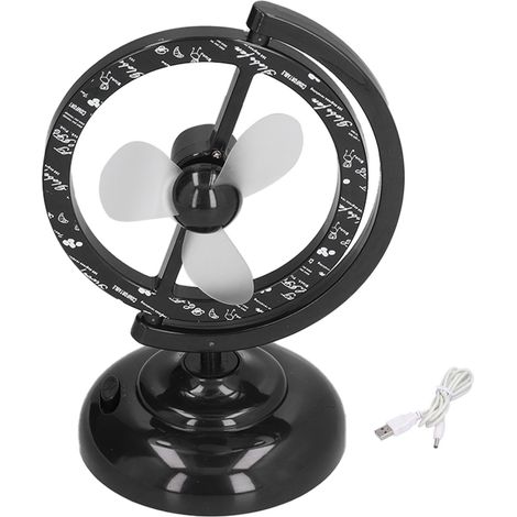 Ventilateur USB Noir Mini avec Rotation 90° - Ventilateur de Bureau Puissant pour Maison et Bureau
