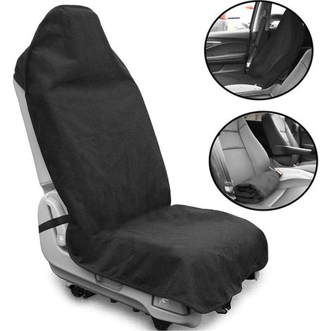 Housse de Siège Auto Universelle Imperméable Noir CHOYCLIT, Protège-Siege Antidérapant en Tissu Éponge Lavable, Absorbant la Transpiration, Couvre-Fauteuil Confortable pour Voiture, Idéal Sport et Fit (1/5)